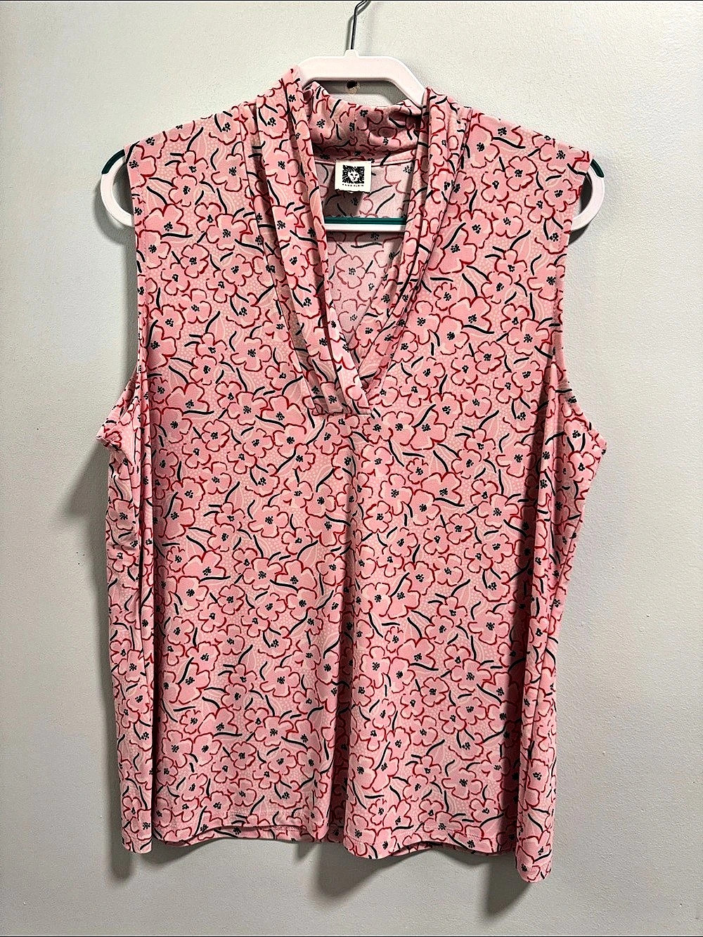 Anne Klein Floral Sleeveless Blouse in Pink & Red Like New